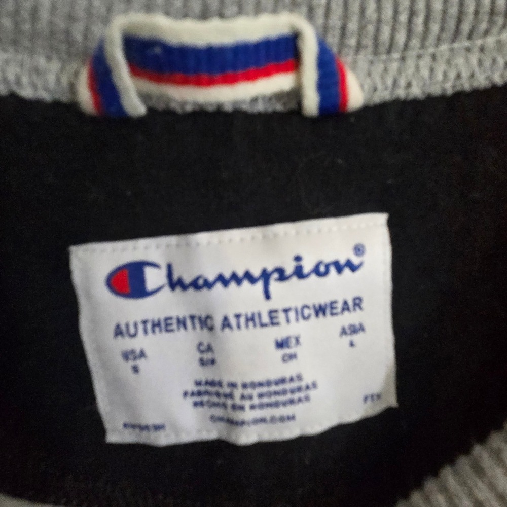 Champion Crewneck Sweatshirt Men's Small Gray Blue Logo Pullover 90s Style Retro - Picture 4 of 8